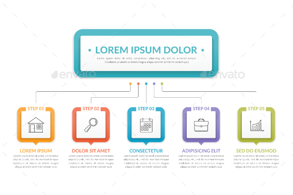 Infographic Template with Five Steps - Infographics