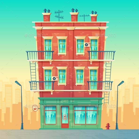 Vector Street Cafe in Residential Multi-Story - Buildings Objects