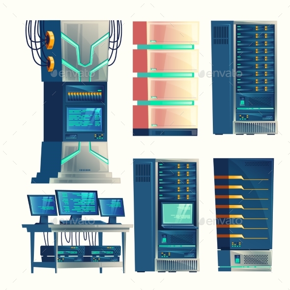 Vector Server Center, Control Room, Data Storage - Computers Technology