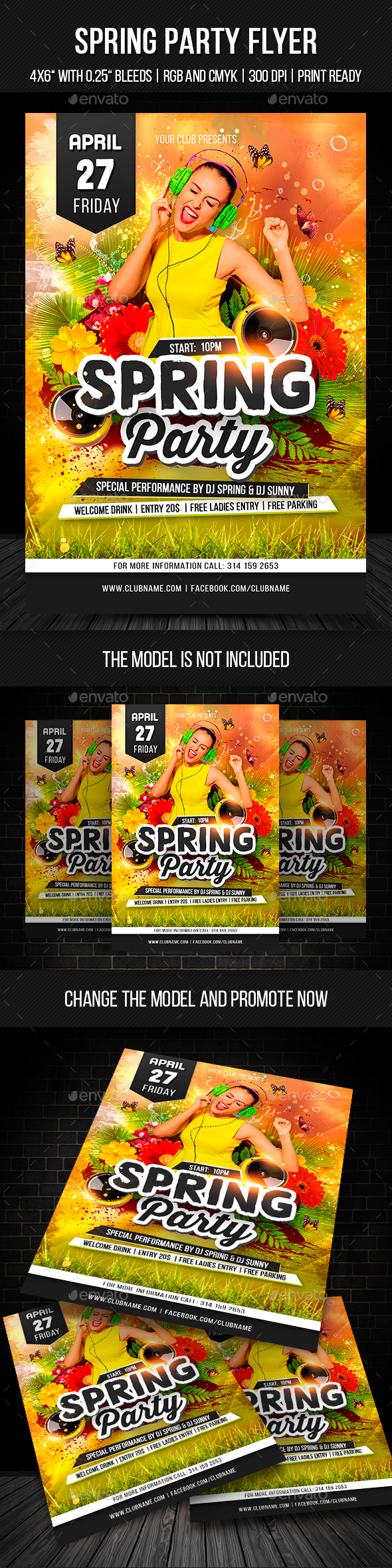 Spring Party Flyer Template - Clubs & Parties Events