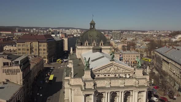 Opera and Ballet Theatre and View of the Historic Center of Lviv, Ukraine