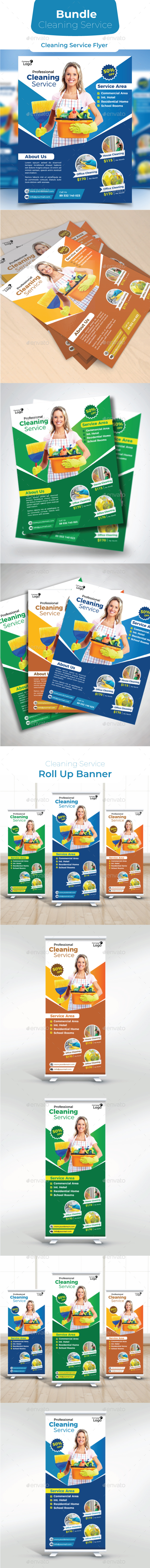 Cleaning Service Bundle - Flyers Print Templates