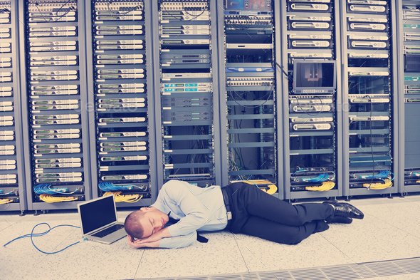 system fail situation in network server room Stock Photo by dotshock