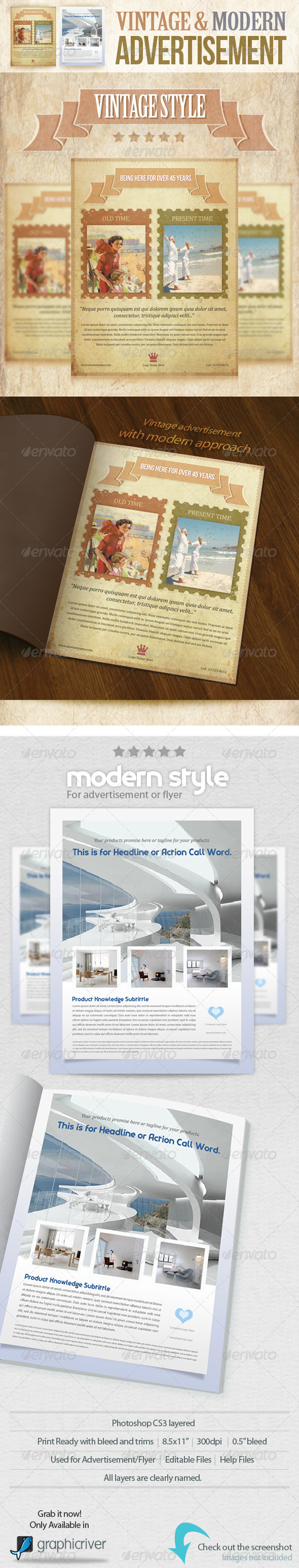 Vintage and Modern Advertisement PSD Template