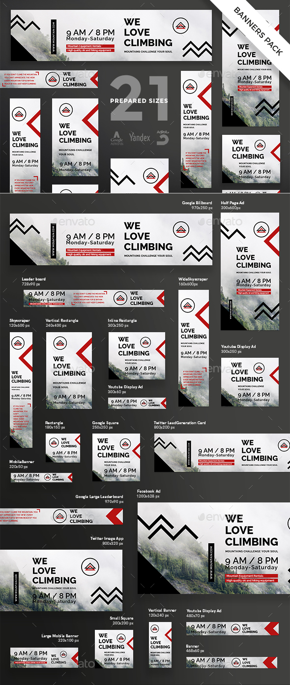 Mountain Tours Banner Pack - Banners & Ads Web Elements
