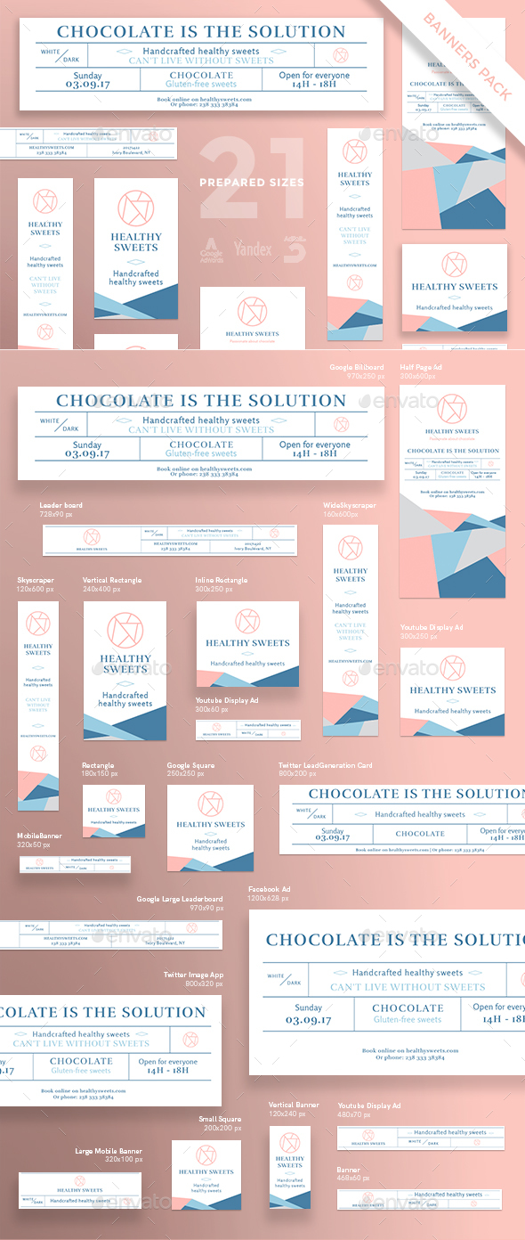 Healthy Sweets Banner Pack - Banners & Ads Web Elements
