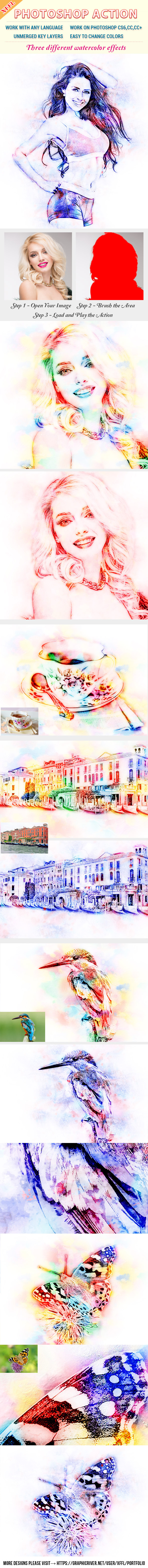 Shadowy Watorcolor Effect Photoshop Action - Photo Effects Actions