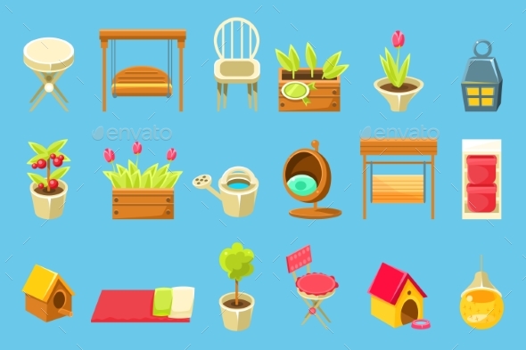 Gardening Tools and Decorative Elements - Landscapes Nature