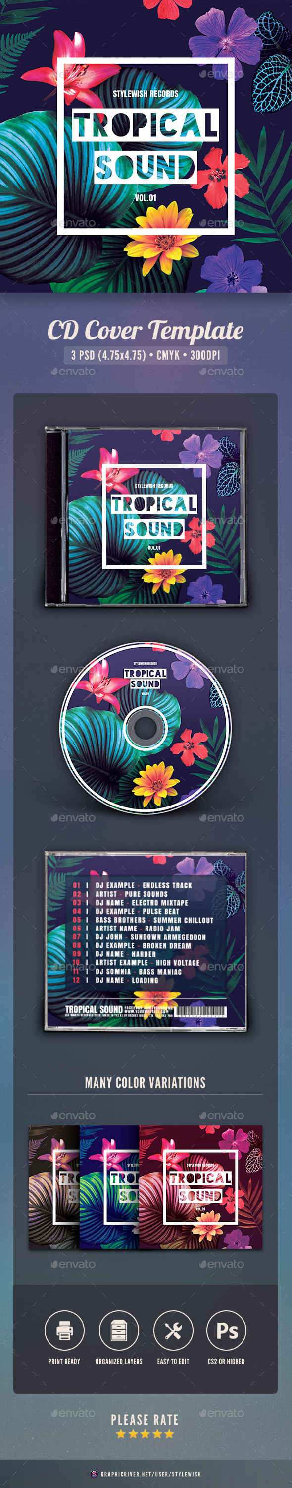 Tropical Sound CD Cover Artwork - CD & DVD Artwork Print Templates