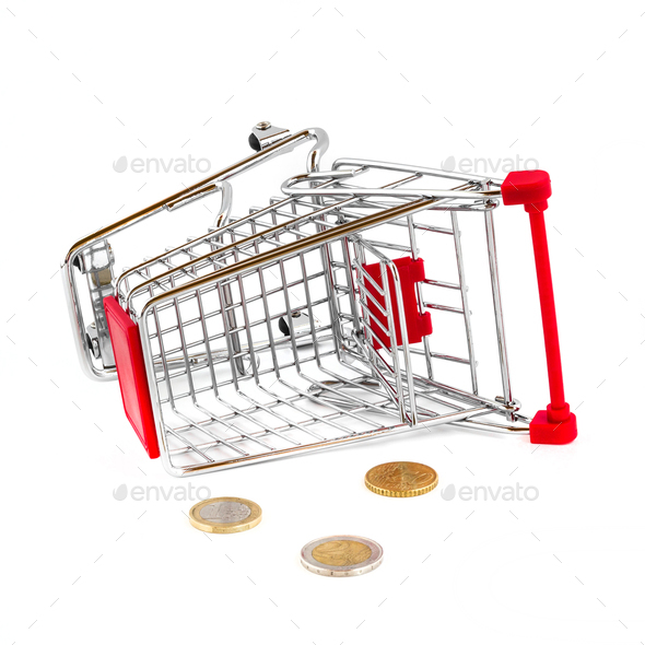 Cart broken and money fallen out - Stock Photo - Images