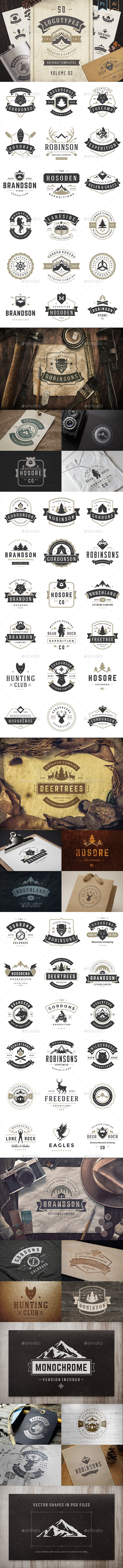 50 Outdoor Logos and Badges - Badges & Stickers Web Elements