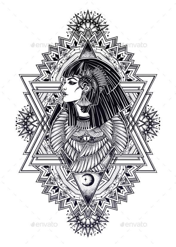 Decorative Ornate Boho Frame with Isis Diety. - Decorative Symbols Decorative