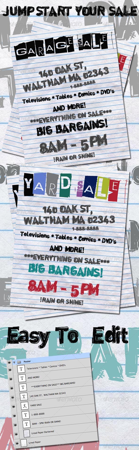 Yard Sale and Garage Sale Posters - Clubs & Parties Events