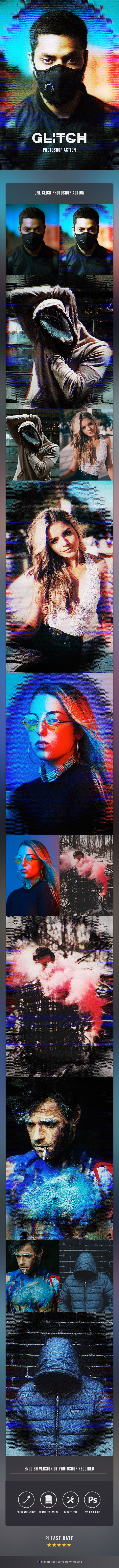 Glitch 2 Photoshop Action - Photo Effects Actions