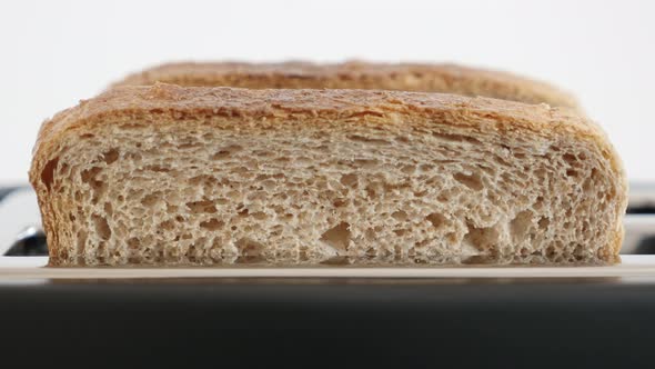 Inserting of bread pieces into black toaster 4K video