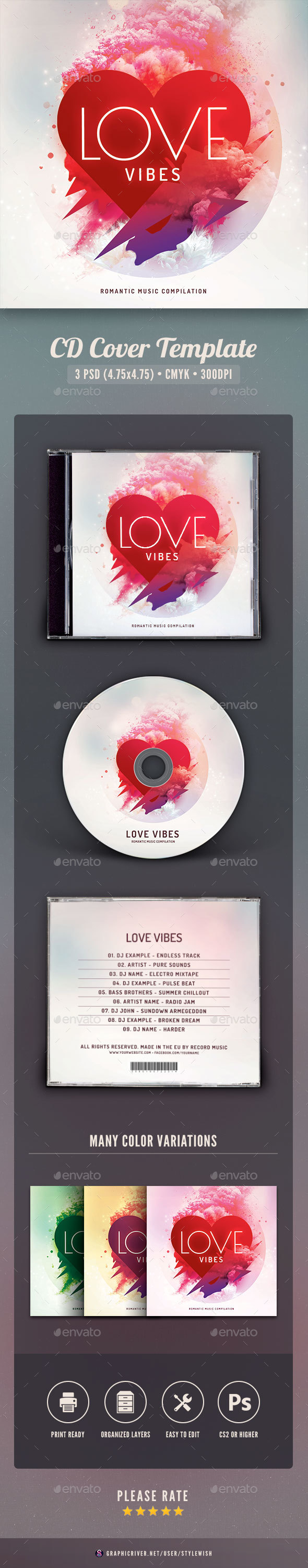 Love Vibes CD Cover Artwork - CD & DVD Artwork Print Templates