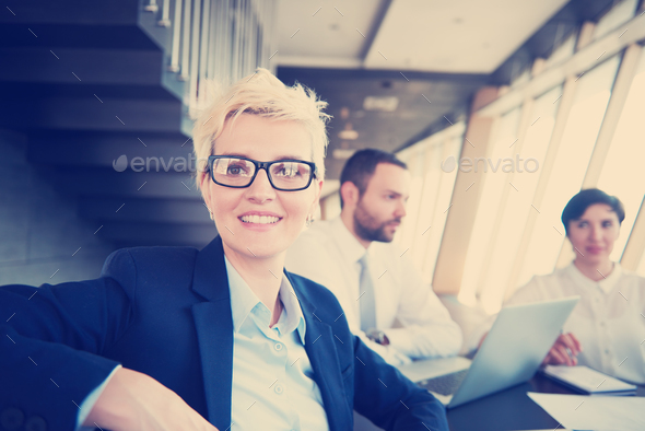 blonde business woman on meeting - Stock Photo - Images