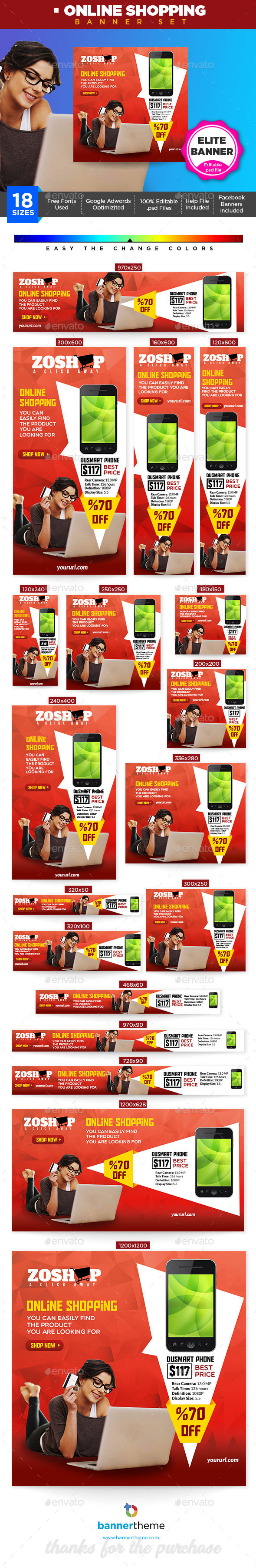 Online Shopping Banner - Banners & Ads Web Elements