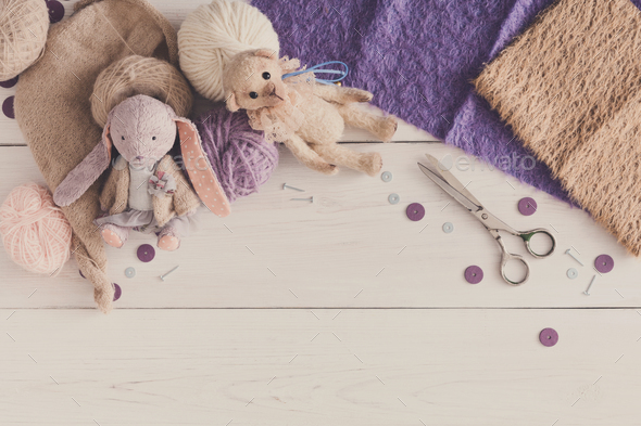Handmade toy making, artisan workplace - Stock Photo - Images
