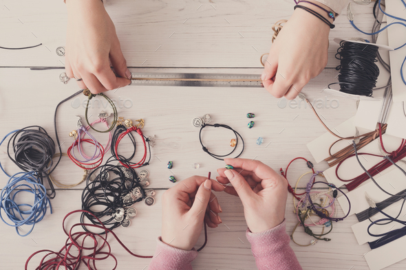 Handmade jewelry making, female hobby - Stock Photo - Images
