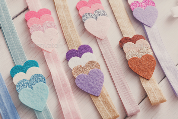Set of colorful elastic decorated headbands - Stock Photo - Images