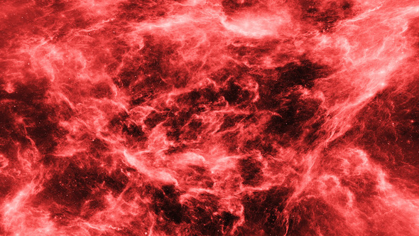 Flying Through Abstract Colorful Red Nebulae in Deep Space