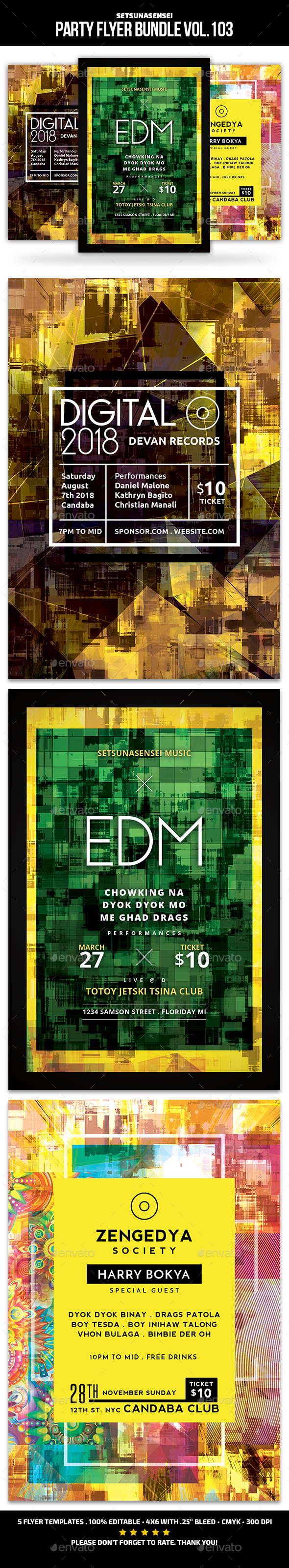 Party Flyer Bundle Vol.103 - Events Flyers