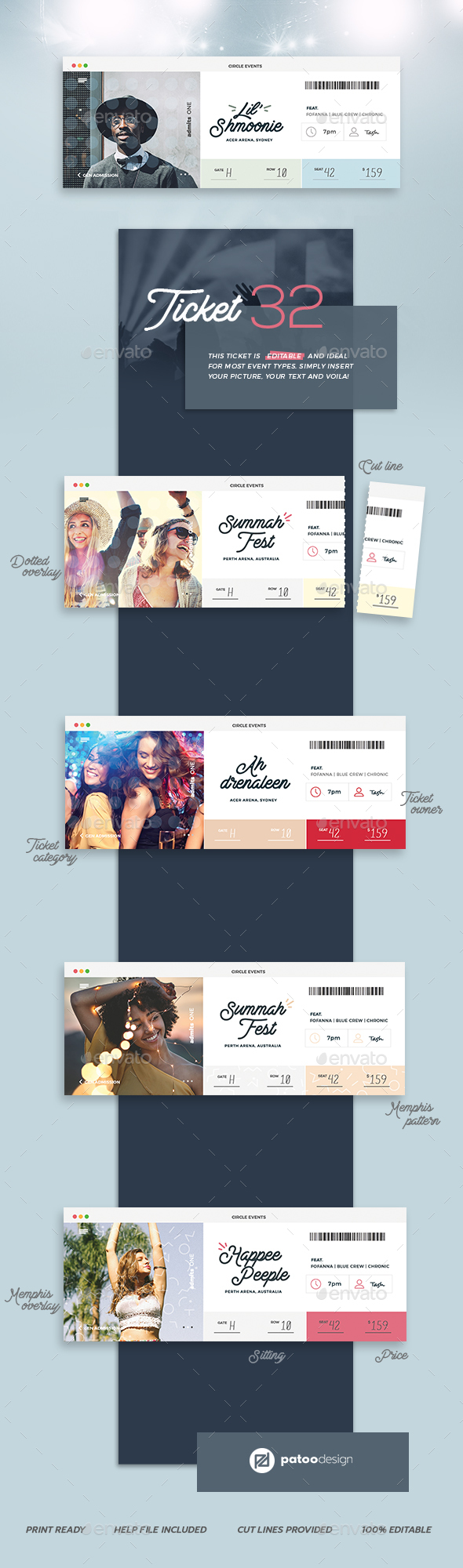 Event Tickets Template 32 - Miscellaneous Print Templates
