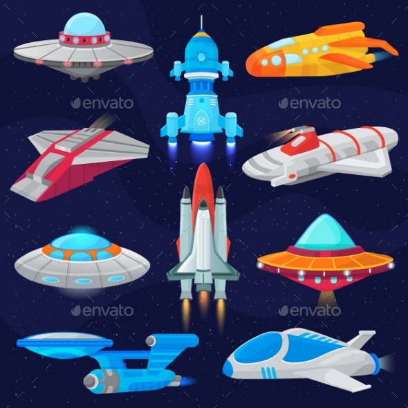 Rocket Vector Spaceship or Spacecraft and Spacy - Technology Conceptual