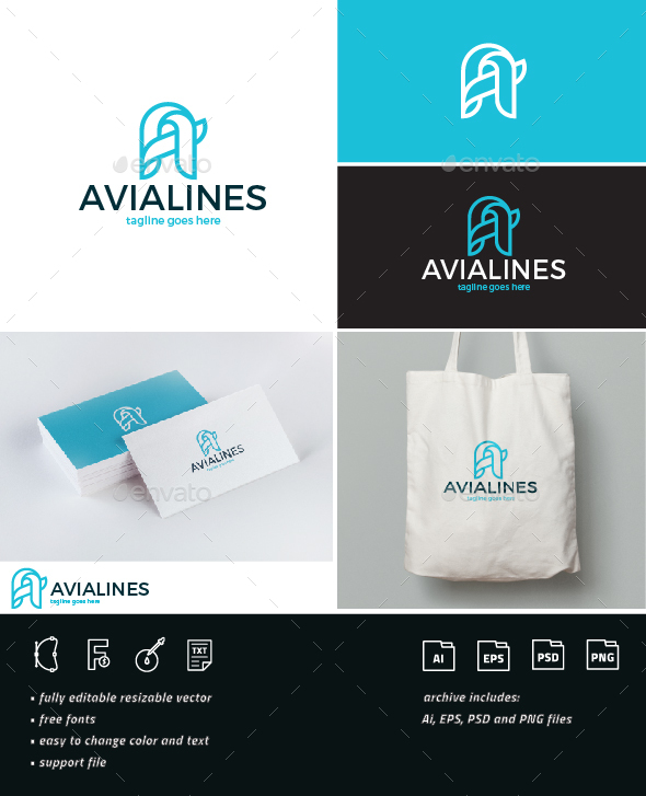Avia Lines Logo • Letter A - Letters Logo Templates
