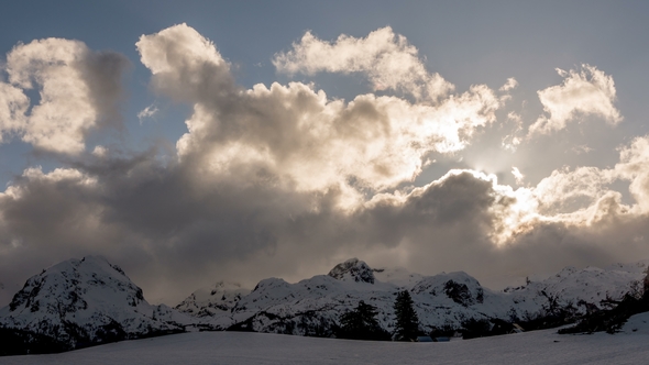 Winter  Mountain and Clouds