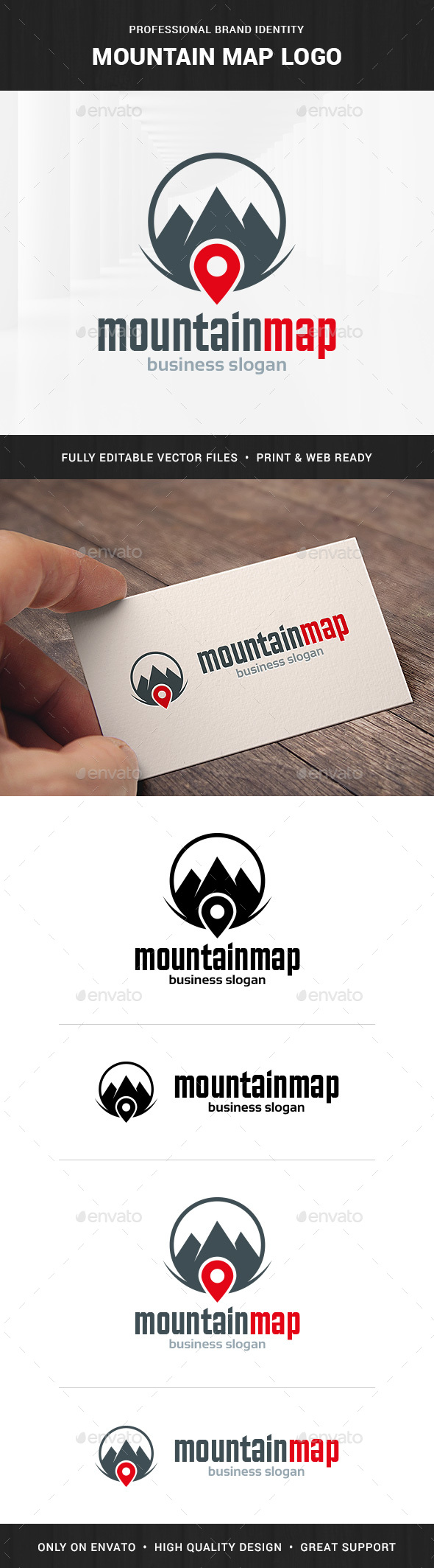 Mountain Map Logo Template - Symbols Logo Templates