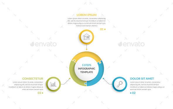 Puzzle Circle with 3 Elements - Infographics