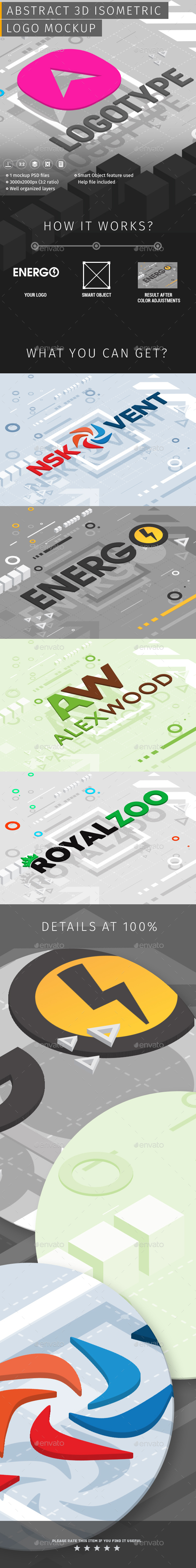 Abstract 3D Isometric Logo Mockup - Logo Product Mock-Ups