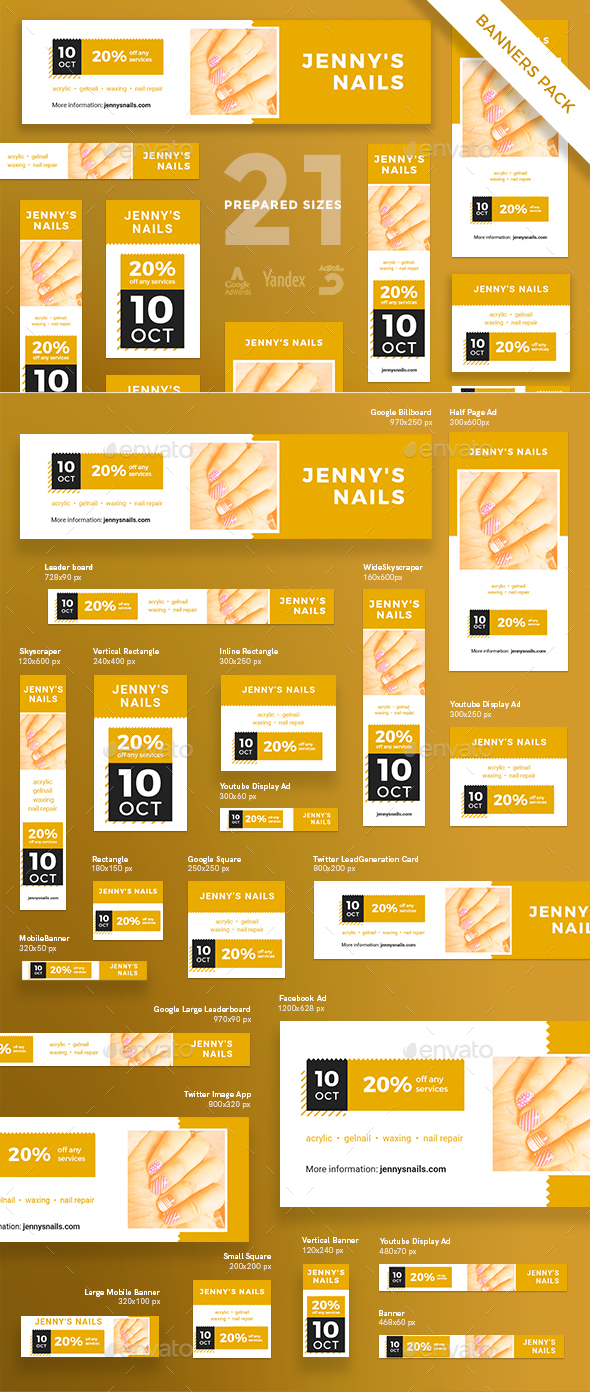 Nail Salon Banner Pack - Banners & Ads Web Elements