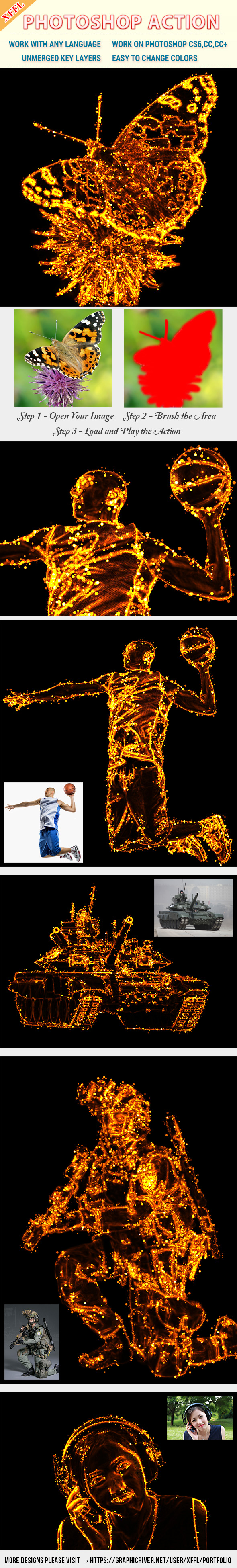 Fire Dots Effect Photoshop Action - Photo Effects Actions