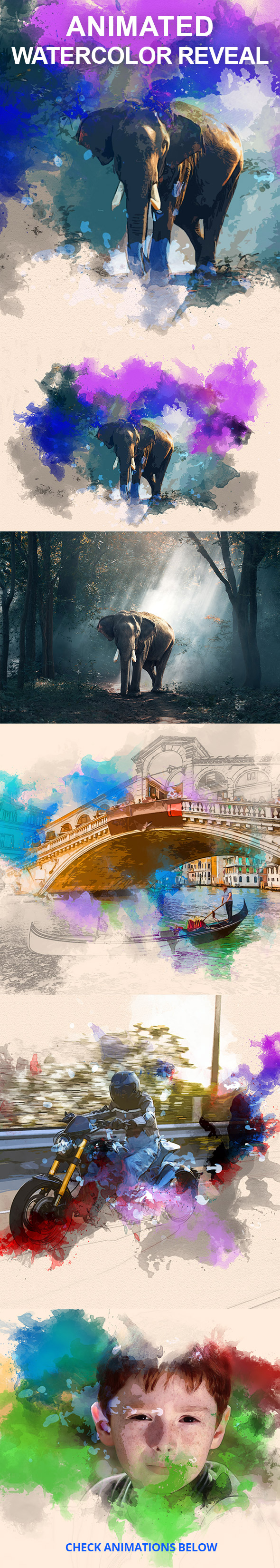 Animated Watercolor Reveal Photoshop Action - Photo Effects Actions