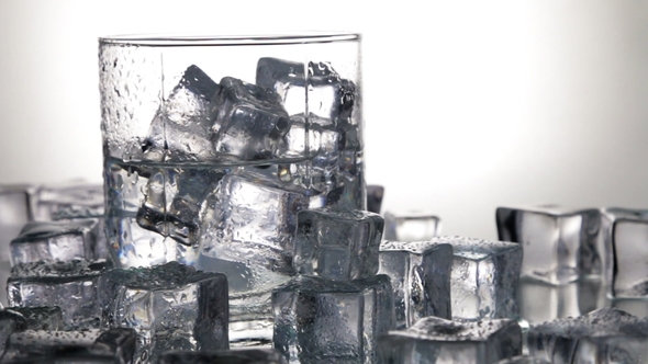 Ice Cubes for Drinks in a Glass of Water