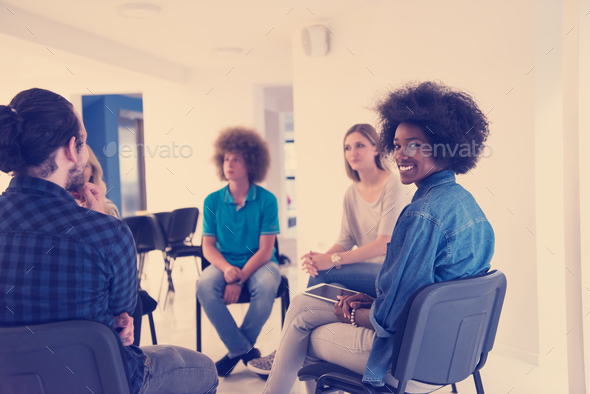 Multiethnic startup business team on meeting - Stock Photo - Images