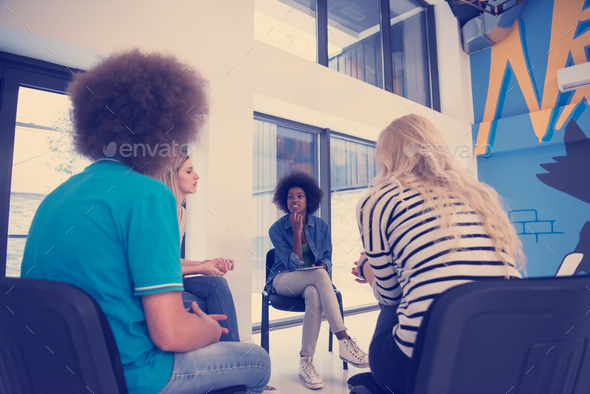 Multiethnic startup business team on meeting - Stock Photo - Images
