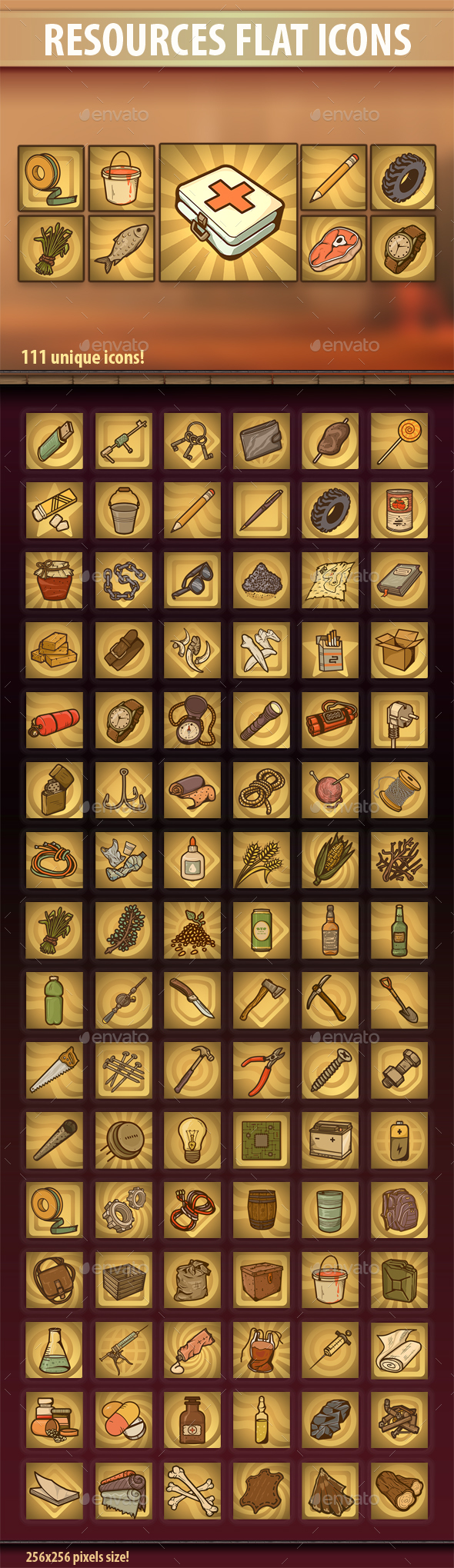 Resources Flat Icons - Miscellaneous Game Assets