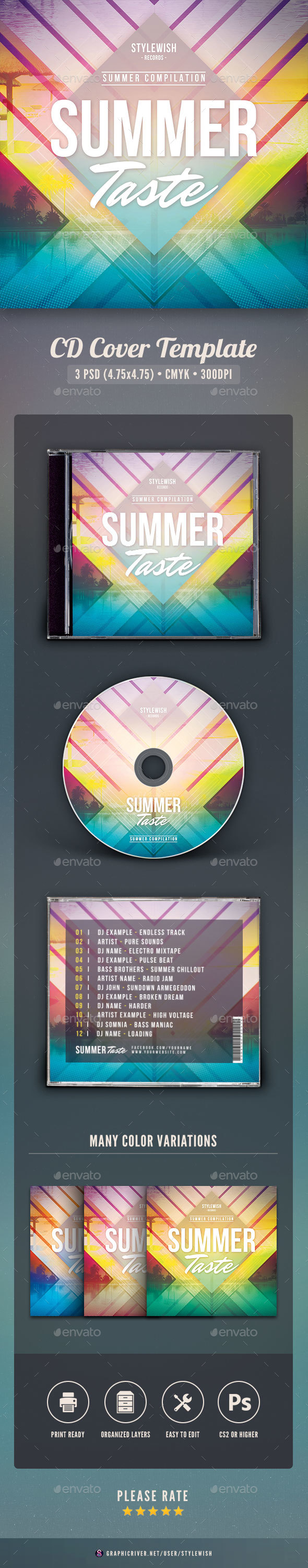Summer Taste CD Cover Artwork - CD & DVD Artwork Print Templates