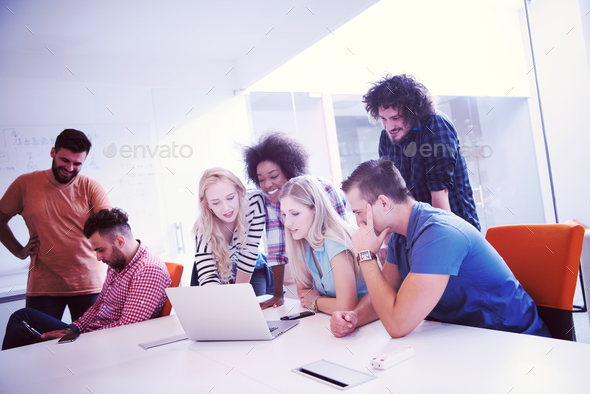 Multiethnic startup business team on meeting - Stock Photo - Images