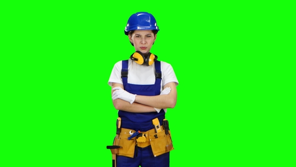 Builder Girl Showing Thumbs Down alt
