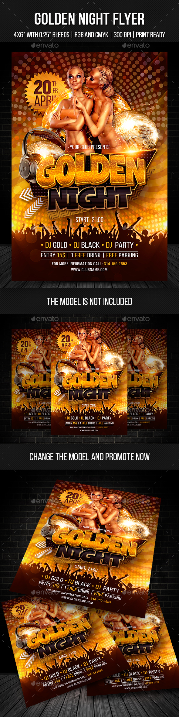 Golden Night Party Flyer - Clubs & Parties Events