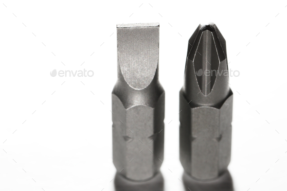 screwdriver bits on white - Stock Photo - Images