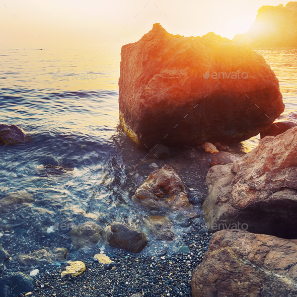 Seascape during sunset - Stock Photo - Images