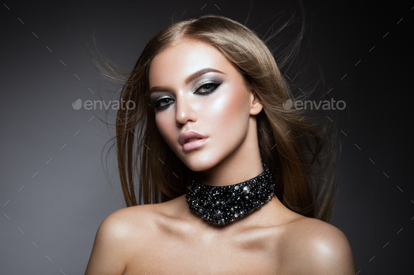 Beauty Woman face Portrait. Beautiful model Girl with Perfect Fresh Clean Skin - Stock Photo - Images