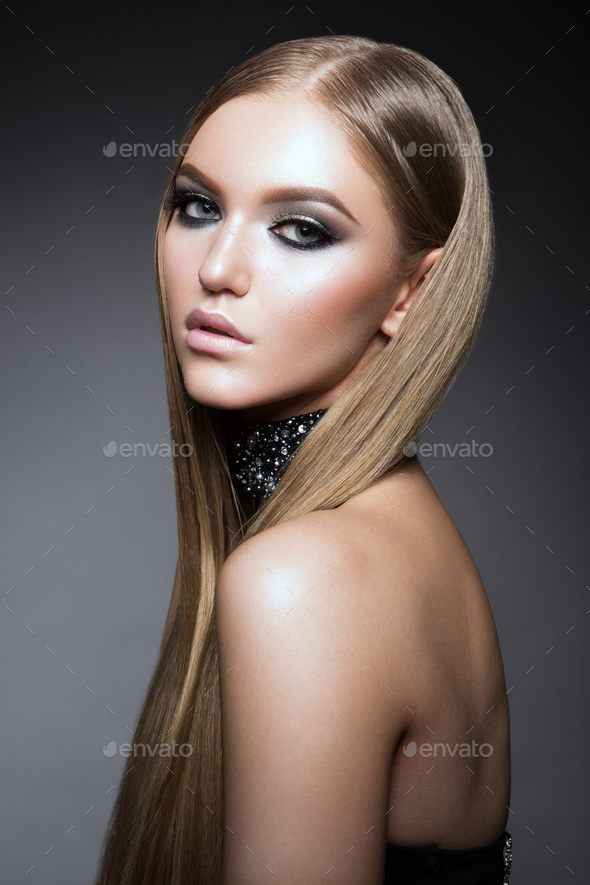 Beauty Woman face Portrait. Beautiful model Girl with Perfect Fresh Clean Skin - Stock Photo - Images