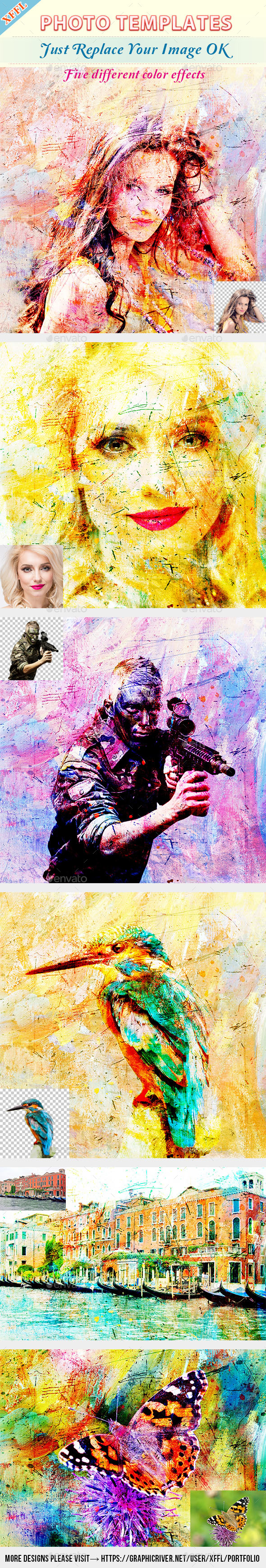 Stained Watercolor Photo Template - Artistic Photo Templates
